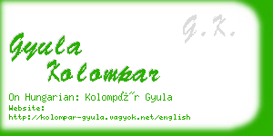 gyula kolompar business card